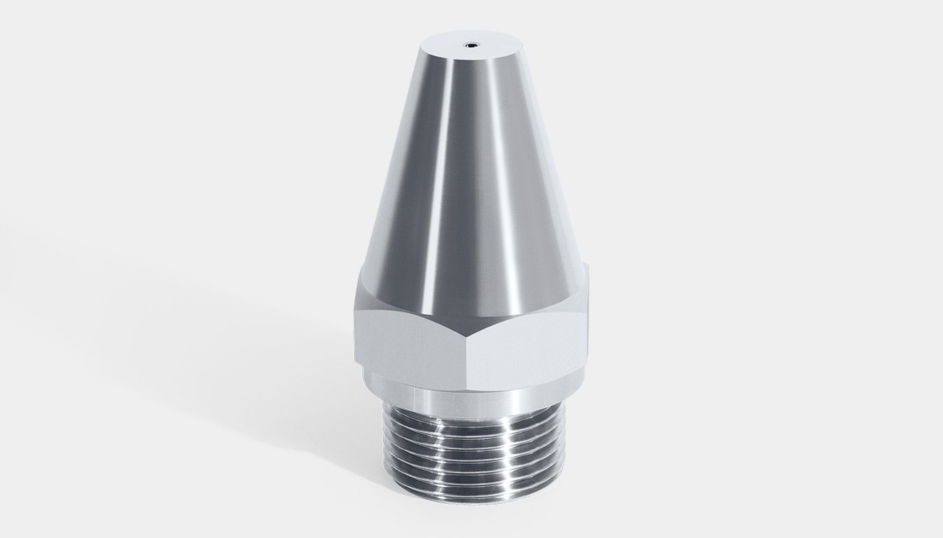 SCHLICK model 553 standing on connecting thread. Conical outer contour. Nozzle exit visible. Size S