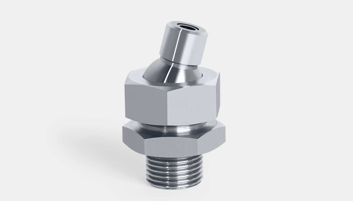 SCHLICK smooth jet nozzle model 629 S21 with built-in ball joint for constant movement of the nozzle exit.