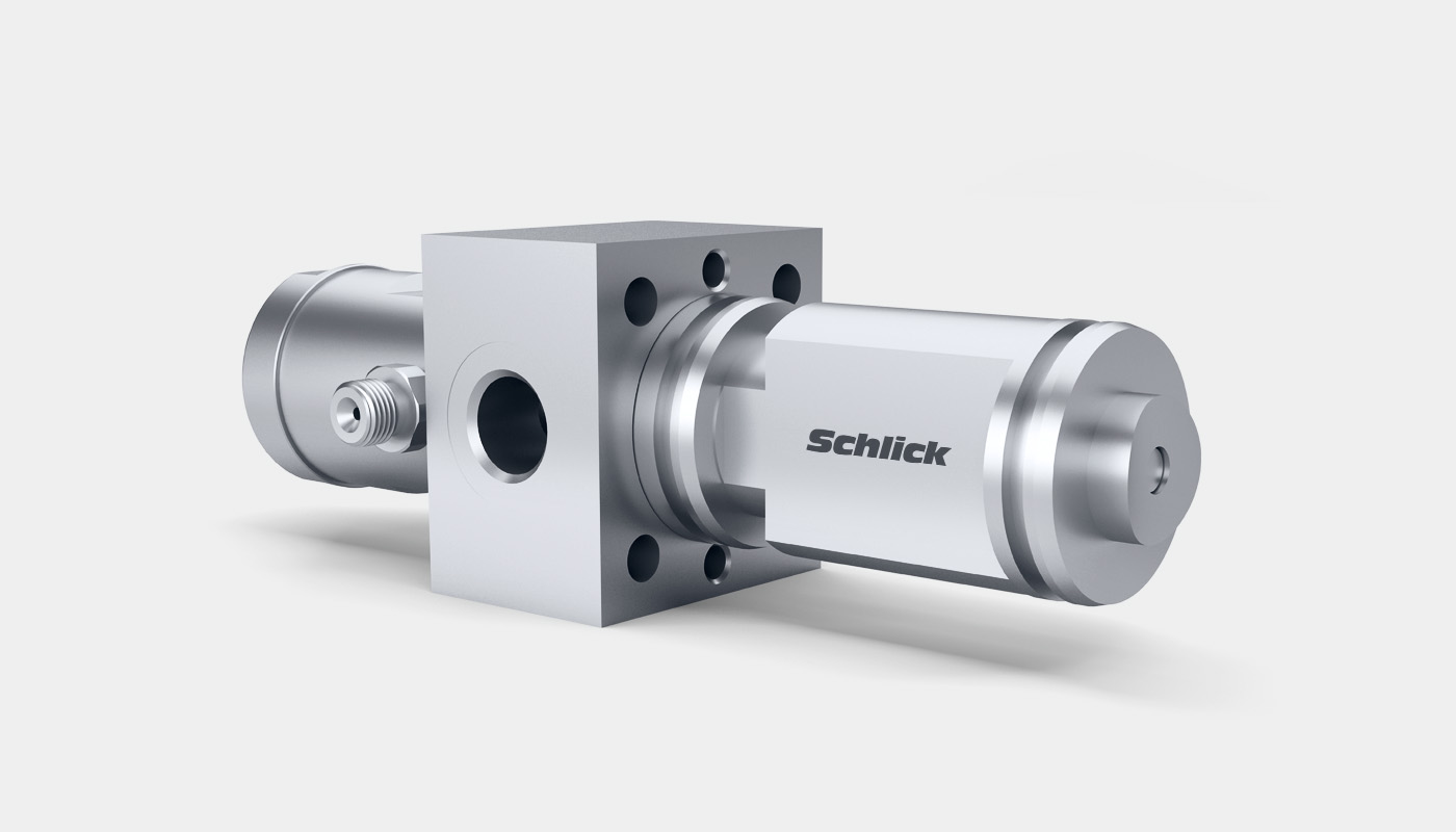 SCHLICK dosing system. Special design with large bore diameter. Use with highly viscous media. 