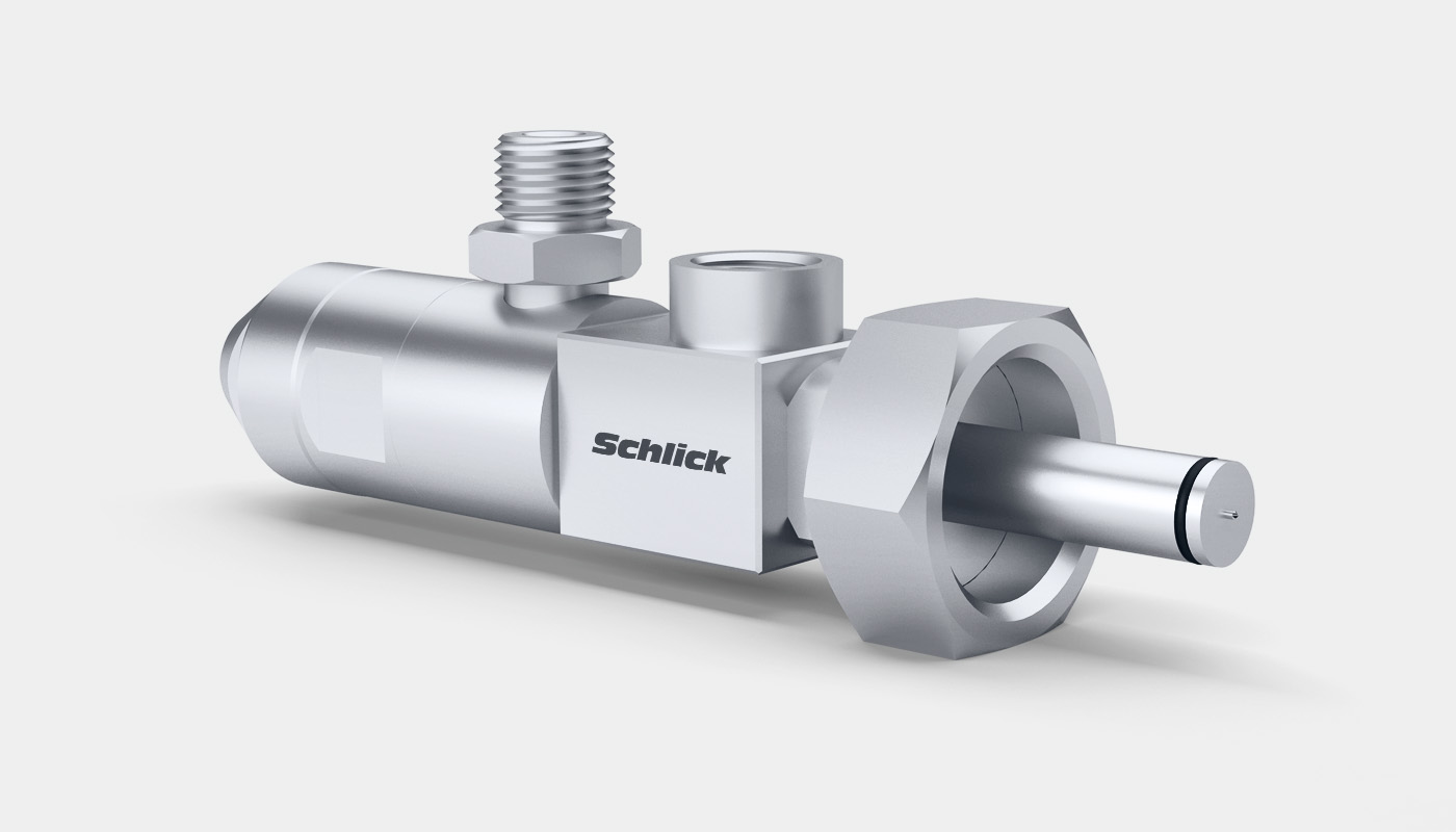 SCHLICK dosing system. Special model with double-acting piston for open/close control.